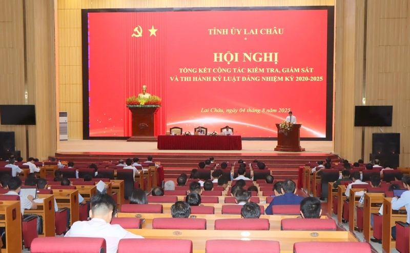 Tỉnh ủy Lai Châu tổ chức Hội nghị Tổng kết công tác kiểm tra, giám sát và thi hành kỷ luật Đảng nhiệm kỳ 2020 - 2025. Ảnh: P.L