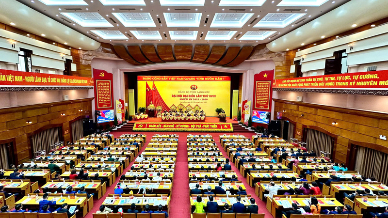 Toàn cảnh Đại hội đại biểu Đảng bộ tỉnh Lạng Sơn lần thứ XVIII