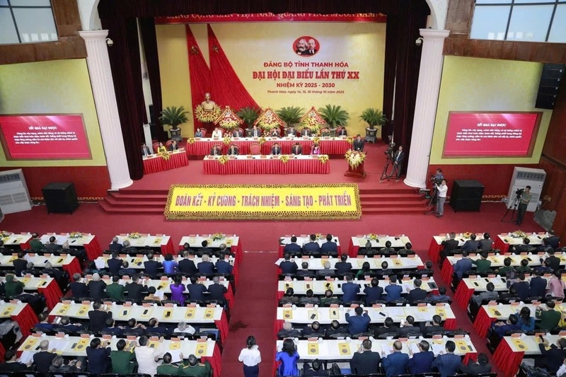 Toàn cảnh Đại hội đại biểu Đảng bộ tỉnh Thanh Hóa lần thứ XX, nhiệm kỳ 2025 - 2030. Ảnh: Minh Hiếu.