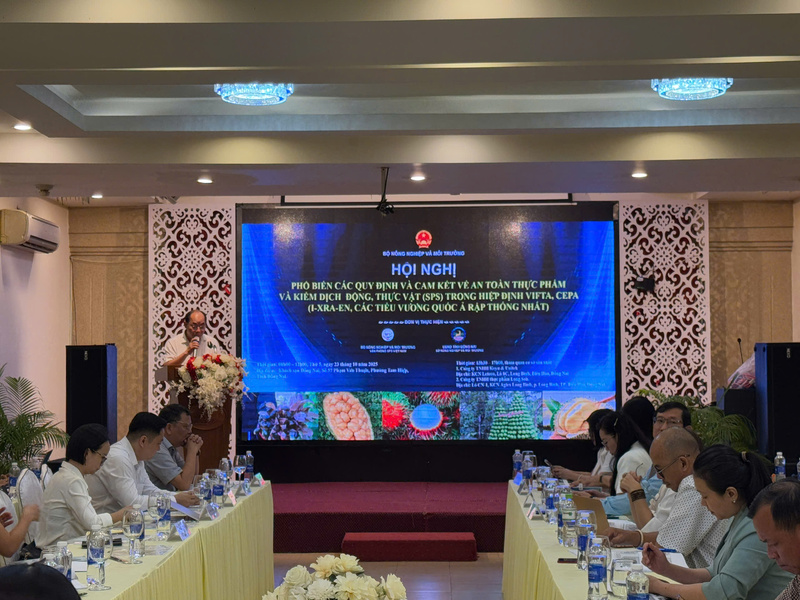 Hội nghị “Phổ biến các quy định và cam kết về an toàn thực phẩm và kiểm dịch động, thực vật (SPS) trong Hiệp định VIFTA và CEPA”. Ảnh: Ngô Nam