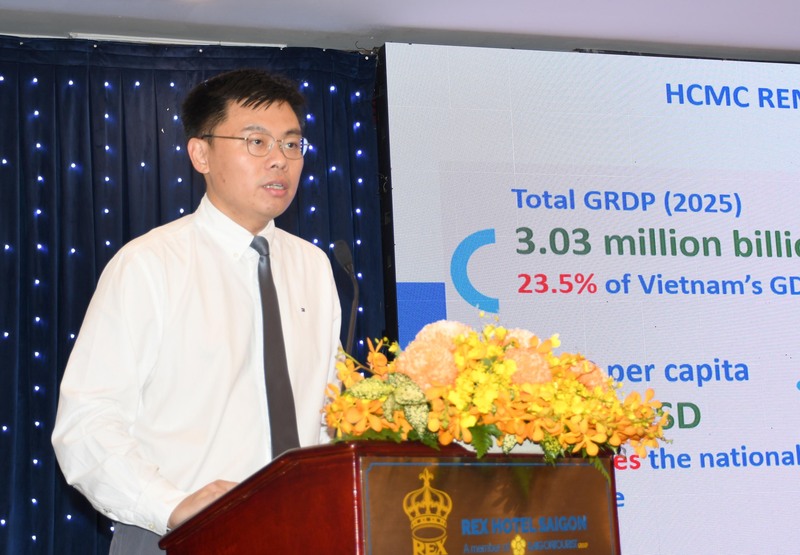 Ông Trương Minh Huy Vũ - Viện trưởng Viện Nghiên cứu phát triển TP. Hồ Chí Minh. Ảnh: Minh Khuê.