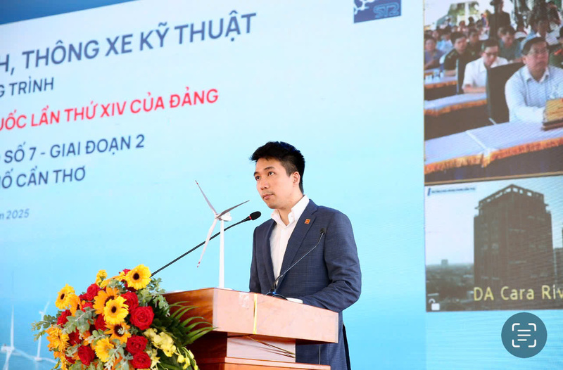 Ông Tô Duy, Chủ tịch HĐQT Công ty Cổ phần Năng lượng ST2 phát biểu tại lễ khởi công