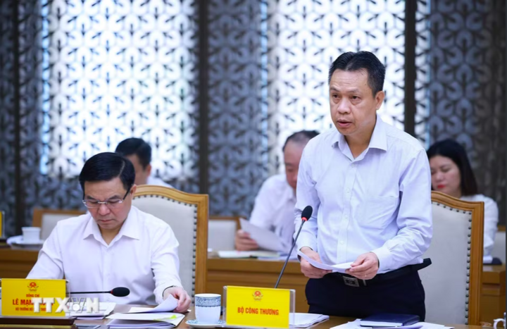 Thứ trưởng Bộ Công Thương Nguyễn Việt Sơn báo cáo Dự thảo Nghị định thay thế  Nghị định số 83/2014/NĐ-CP về  kinh doanh xăng dầu. (Ảnh: Dương Giang/TTXVN)